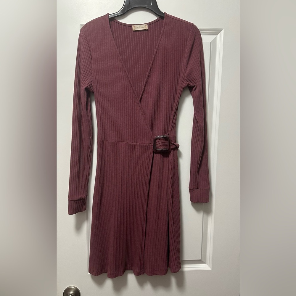 Altar'd State Maroon Long Sleeve Dress